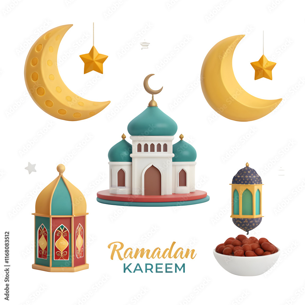 Fototapeta premium Ai generated image of mosque with eid fitr concept