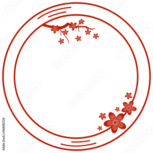 Oriental Circle Frame. Chinese red circle frame set vector design.