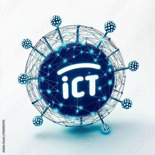 Wallpaper Mural Futuristic Digital Network Representation with Abstract Nodes and Connections in Blue and White Colors Torontodigital.ca