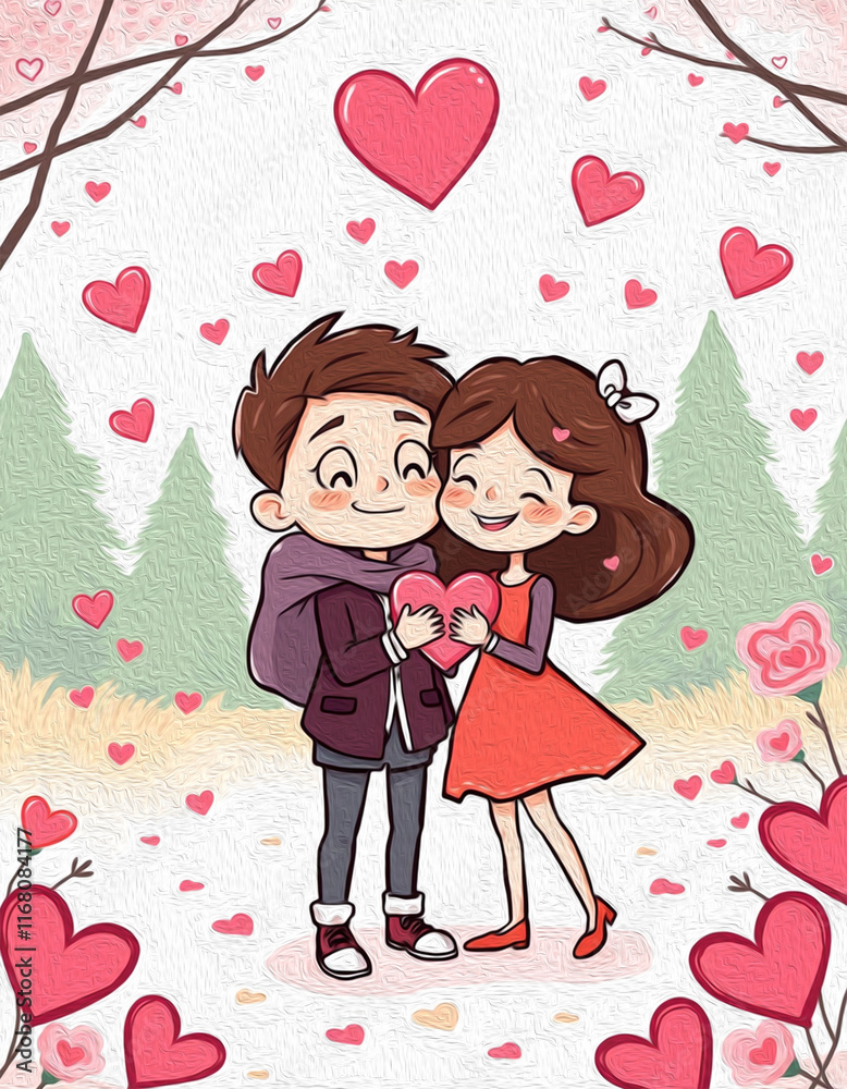 Valentine's Day card design. Illustration with oil paint. Pattern for printing on wall decorations, covers, wallpapers Valentine's Day card design. Illustration with oil paint. Pattern for printing on wall decorations, covers, wallpapers