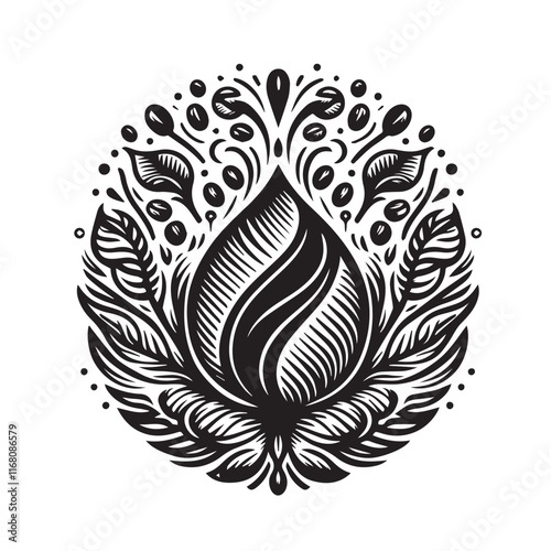 Coffee beans black vector and white background Vector illustration
