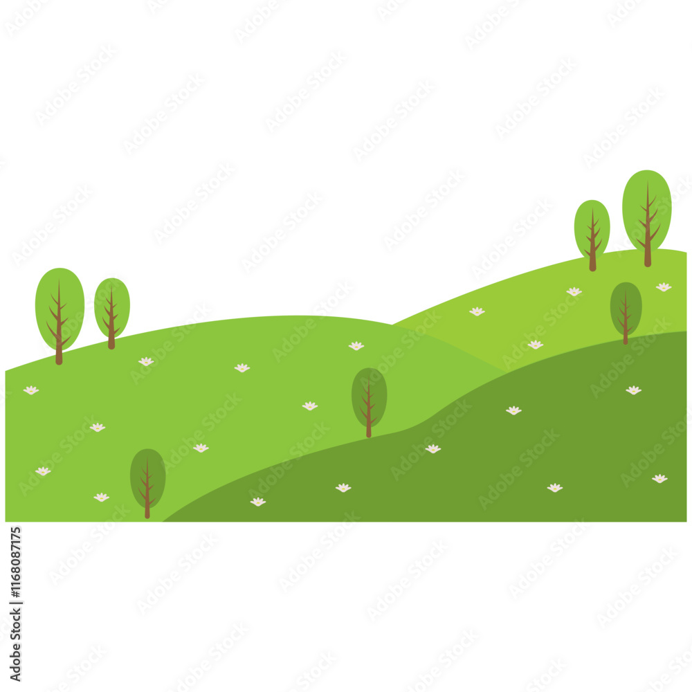 Fototapeta premium Field Green Hills. Wave Green Hills Illustration.