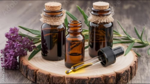 Herbal essence dropper with essential oils for homeopathic treatments