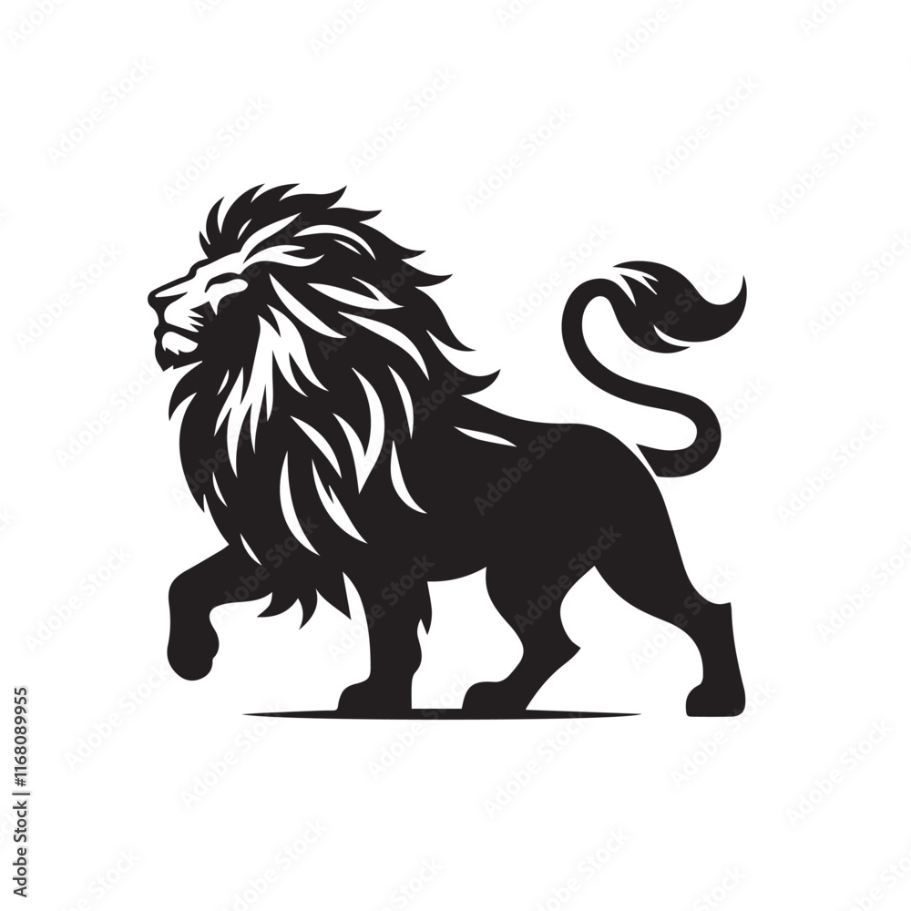 Fototapeta premium Lion vector silhouette vector black color silhouette