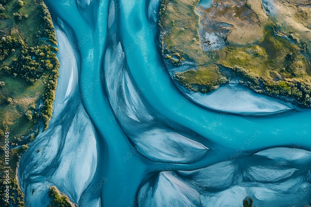 © Cartoon - Aerial View of a Serpentine River © Cartoon - Aerial View of a Serpentine River