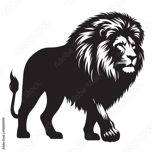 Lion vector silhouette vector black color silhouette