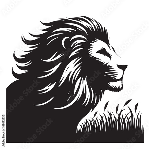 Lion vector silhouette vector black color silhouette