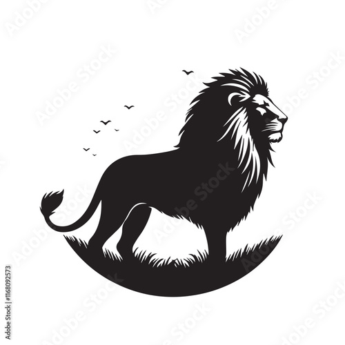 Lion vector silhouette vector black color silhouette