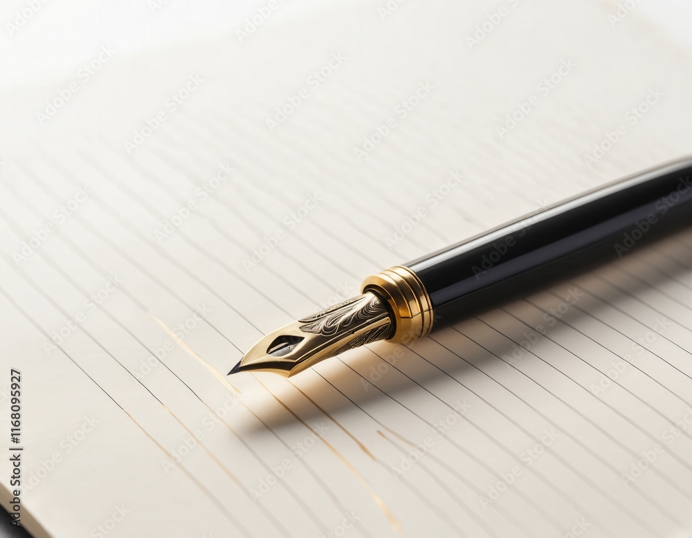 Classic Fountain Pen on Open Notebook Classic Fountain Pen on Open Notebook