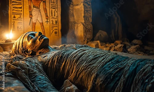 Ancient Egyptian Mummy Tomb Scene