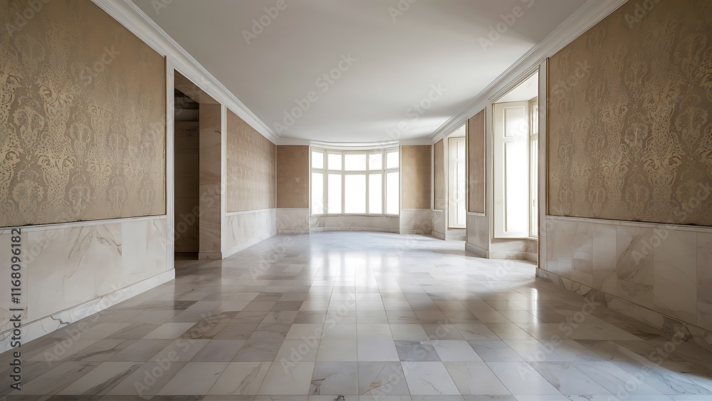 custom made wallpaper toronto digitalEmpty room with marble flooring and beige wall paper decoration
