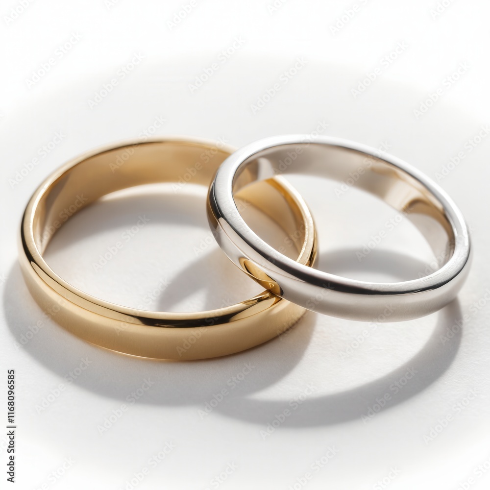 Pair of Wedding Rings in Gold and Silver Pair of Wedding Rings in Gold and Silver