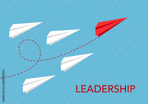 Paper plane are competition to destination up to the sky go to success goal. business financial concept. leadership. creative idea. illustration vector.