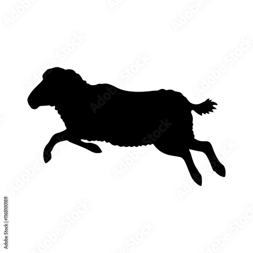Jumping sheep silhouette vector illustration design on white background.