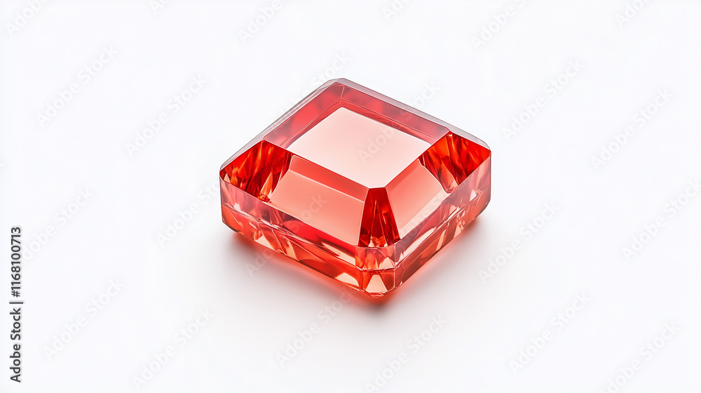 Sparkling Orange Gemstone Close-up of a Cut and Polished Emerald-Cut Crystal Sparkling Orange Gemstone Close-up of a Cut and Polished Emerald-Cut Crystal