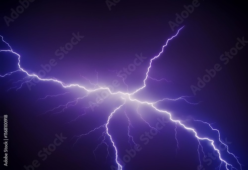 electric bolts lightning dark dazzling creating purple converging sky pa. two blue photo