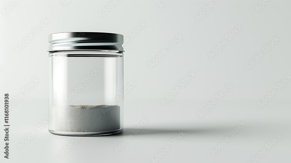 A classic clear glass jar on the beautifull empty background A classic clear glass jar on the beautifull empty background