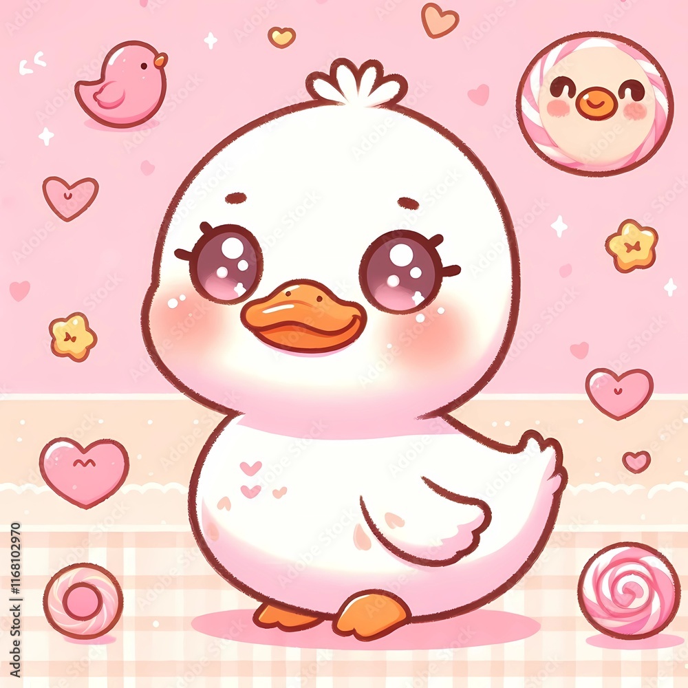 Cute Duck with Pink Background Cute Duck with Pink Background