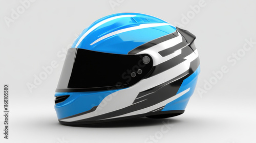 simple and minimalist design for rally helmet featuring blue color scheme with sleek black and white accents. This helmet combines style and safety for motorsport enthusiasts
