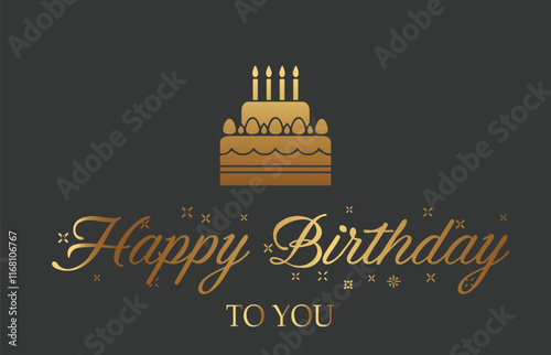 Happy Birthday text card  vector.