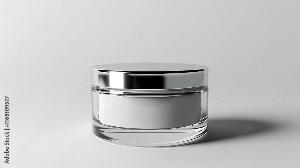 A classic clear glass jar on the beautifull empty background A classic clear glass jar on the beautifull empty background