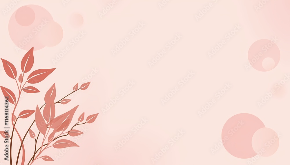 Minimal botanical design with soft coral leaves on a pale background