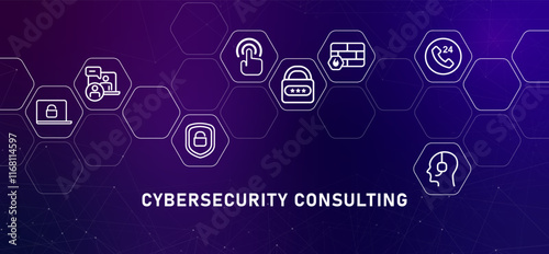 Cybersecurity consulting service gradient header information consultant professional solution for company information technology cyber security