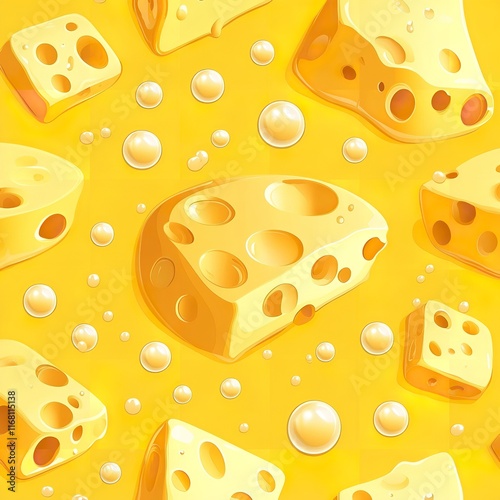 Cheese Seamless Pattern Vector Illustration Flat Design Style

 photo