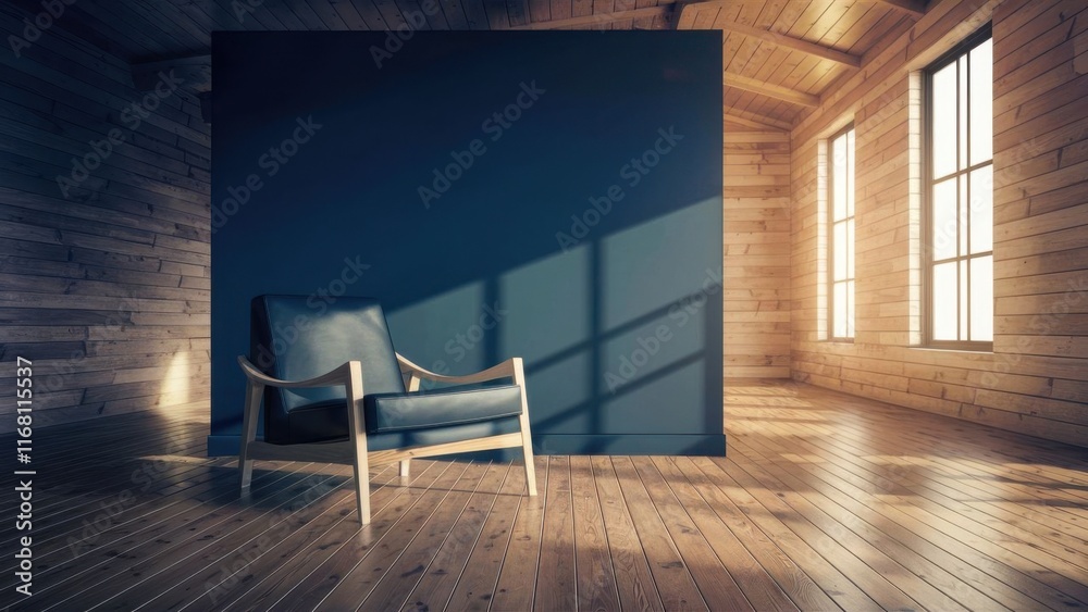 Fototapeta premium Minimalism in the interior, a corner for rest with an armchair