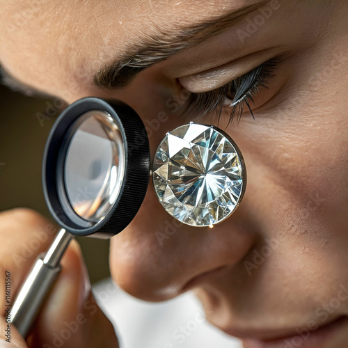 close up of an expert s eye evaluating a large photo