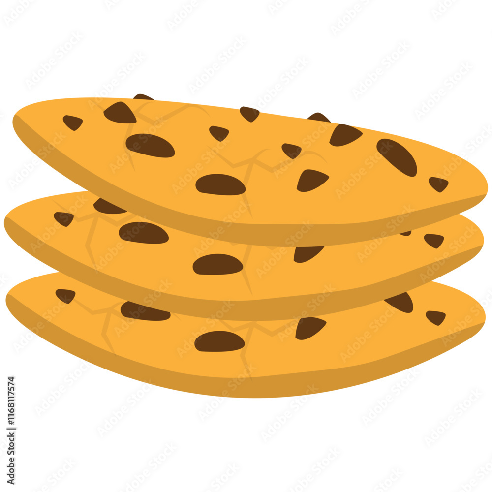 Chocolate Biscuit Dessert. Chocolate cookies and gingerbread biscuits desserts vector. Vector illustration of sweet cookies with chocolate pieces. Illustration for the site, menu and other things.