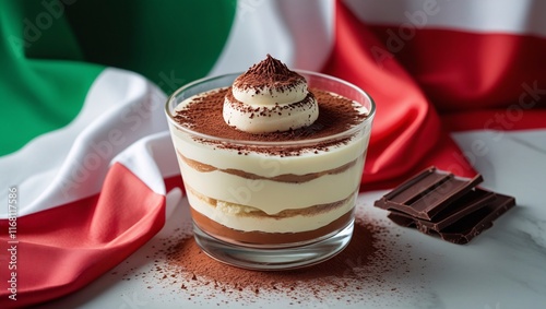 Italian Tiramisu with Italy Flag
