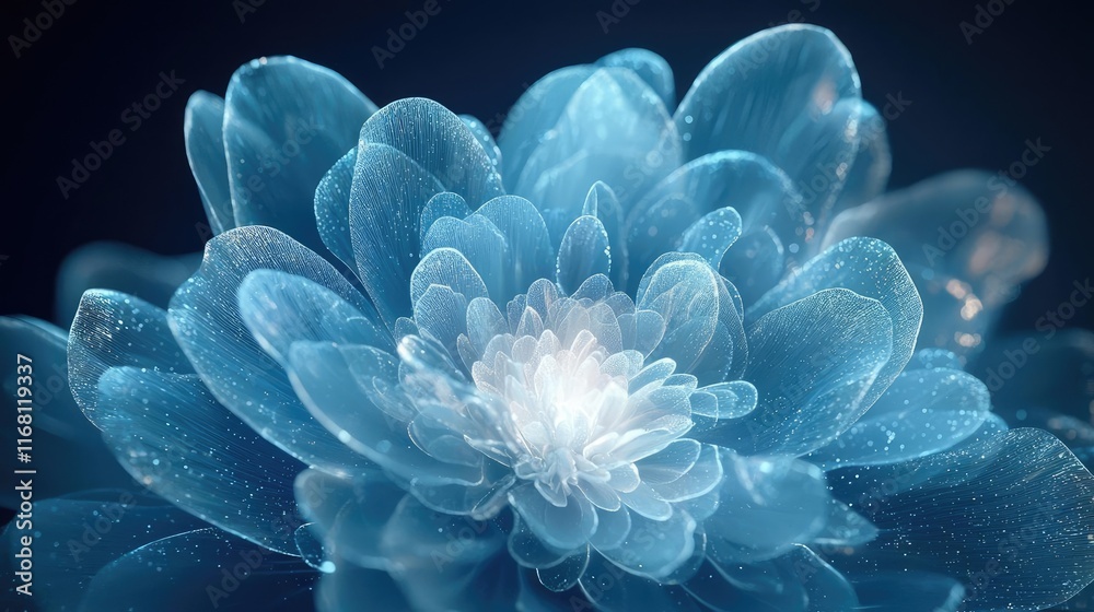 Burst abstract background idea. A stunning blue flower with delicate petals and a soft, glowing center. Burst abstract background idea. A stunning blue flower with delicate petals and a soft, glowing center.