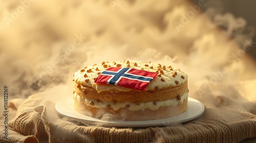 Norwegian Kransekake with Norway Flag