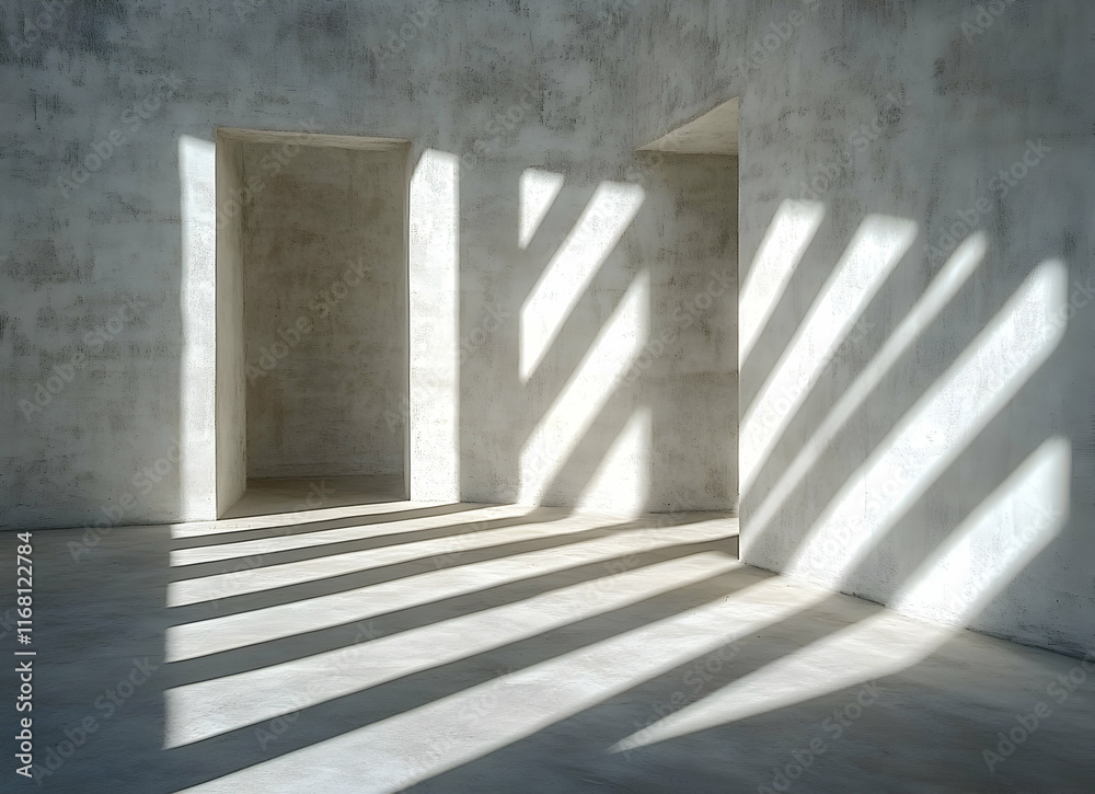 Fototapeta premium Sunlight Illuminating Minimalist Concrete Interior