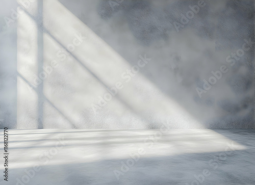 Sunbeams Illuminating a Minimalist Concrete Room