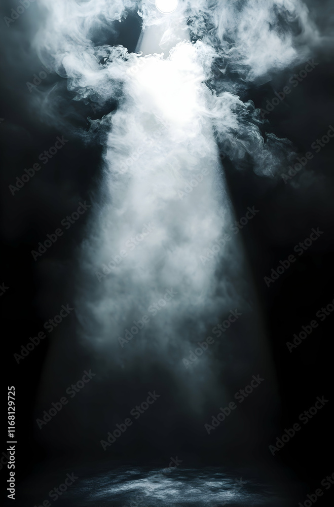 Fototapeta premium Mysterious Spotlight Piercing Through Dense Smoke