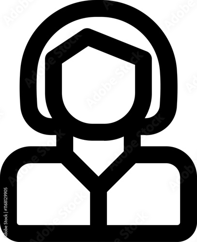 UI Charwoman Vector Icon Illustration. Line Style