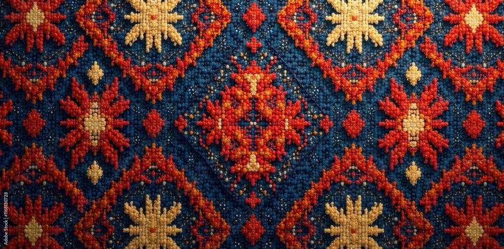 Intricate Textile Design Featuring Vibrant Floral and Geometric Patterns in a Rich Color Palette Intricate Textile Design Featuring Vibrant Floral and Geometric Patterns in a Rich Color Palette