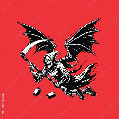 Grim Reaper Hockey Logo Design suitable for t-shirts, merchandise