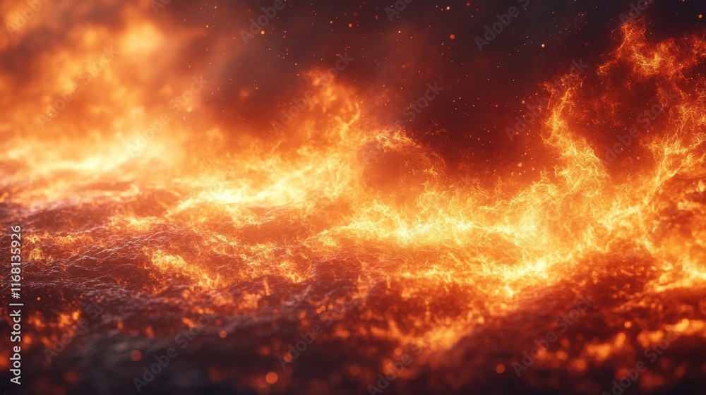 Fiery eruption of lava waves volcano landscape visual content natural environment close-up elemental power