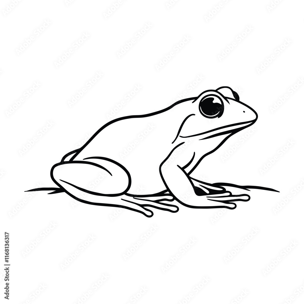 Naklejka premium reptiles- frog line and fill art vector illustration