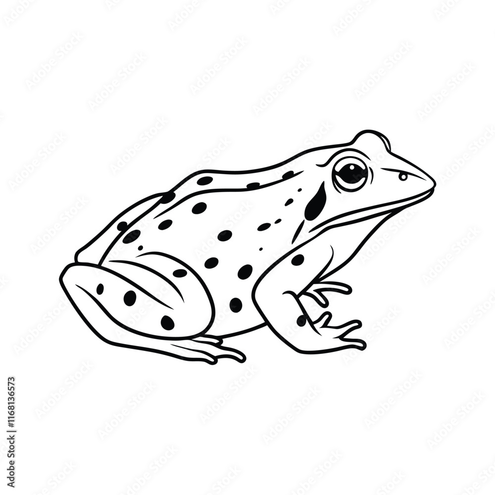Naklejka premium reptiles- frog line and fill art vector illustration
