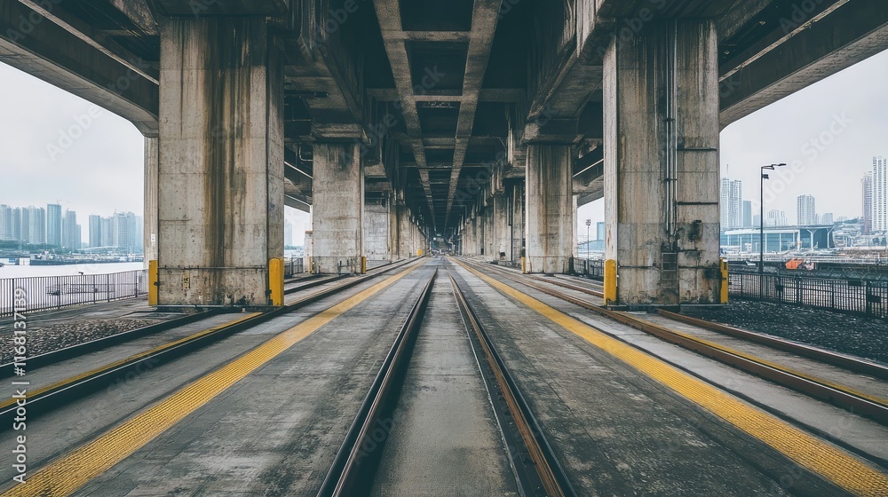 A minimalistic view of a clean cargo terminal with wide empty spaces and organized structures, emphasizing logistics and transport A minimalistic view of a clean cargo terminal with wide empty spaces and organized structures, emphasizing logistics and transport
