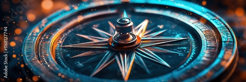 Wallpaper Mural vintage compass, intricate details, golden glow, navigational instrument, close-up, antique brass, directional needle, ornate design, warm lighting, adventure theme, exploration concept, nautical equi Torontodigital.ca