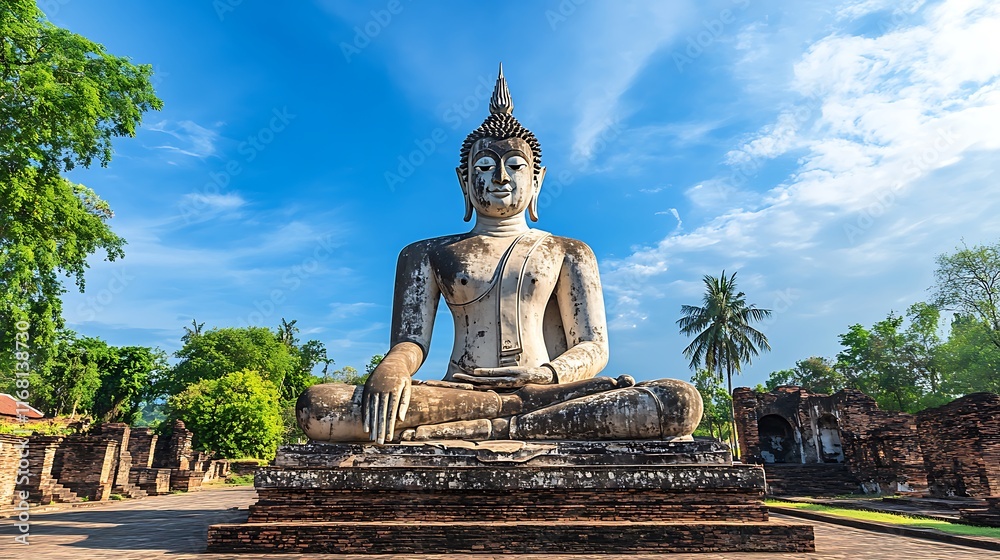 Majestic Buddha Statue at Wat Si Chum, Sukhothai Historical Park, Thailand