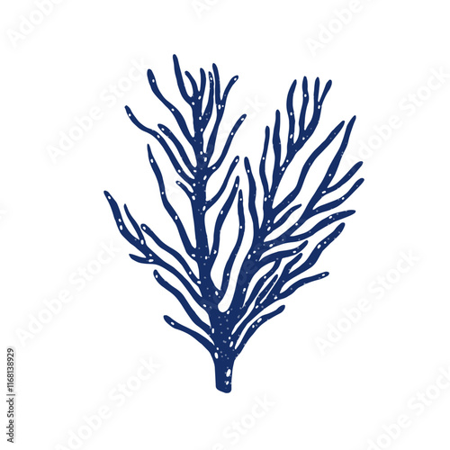 Coral plant, underwater exotic seaweed. Marine branch, tropical reef weed. Or...