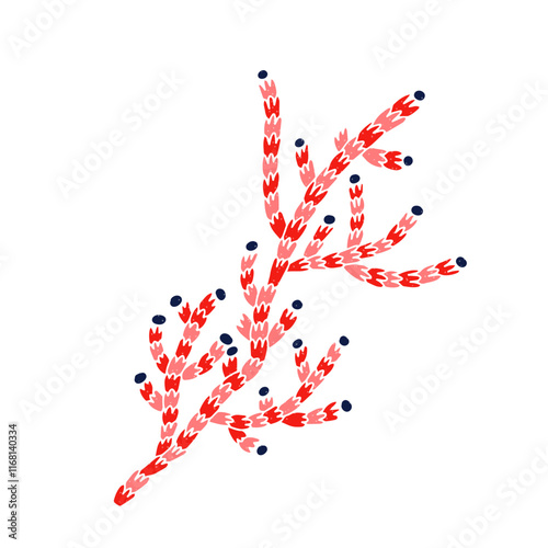 Coral branch with polyps. Underwater reef plant. Tropical marine fauna, under...