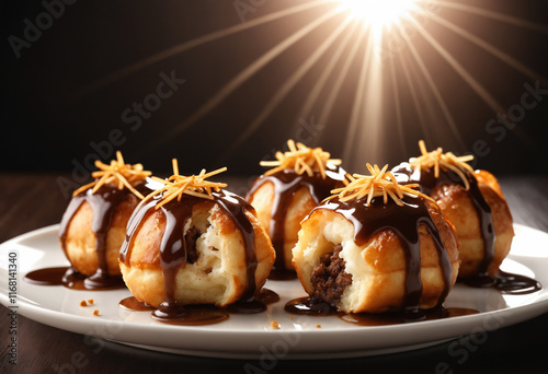 close up Chocolate Takoyaki 