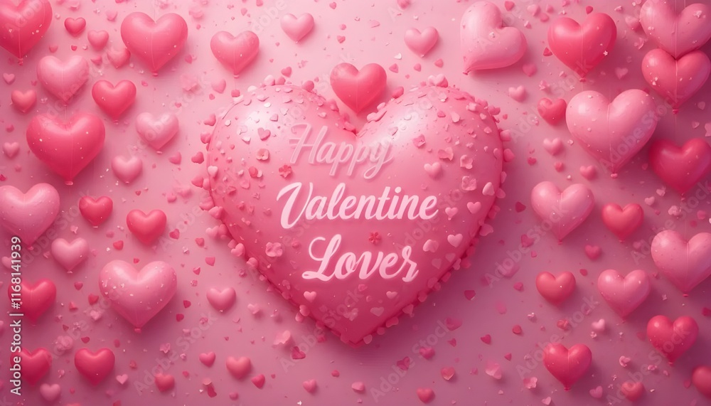Obraz premium Valentine's Day, a celebration for all lovers, adorned with pink hearts - Vector illustration.